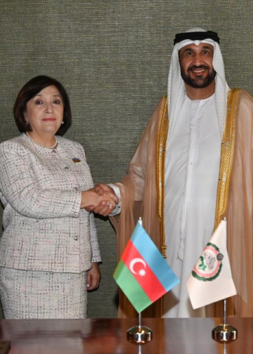 Milli Məclisin sədri Sahibə Qafarova Ərəb Parlamentinin Prezidenti ilə görüşüb