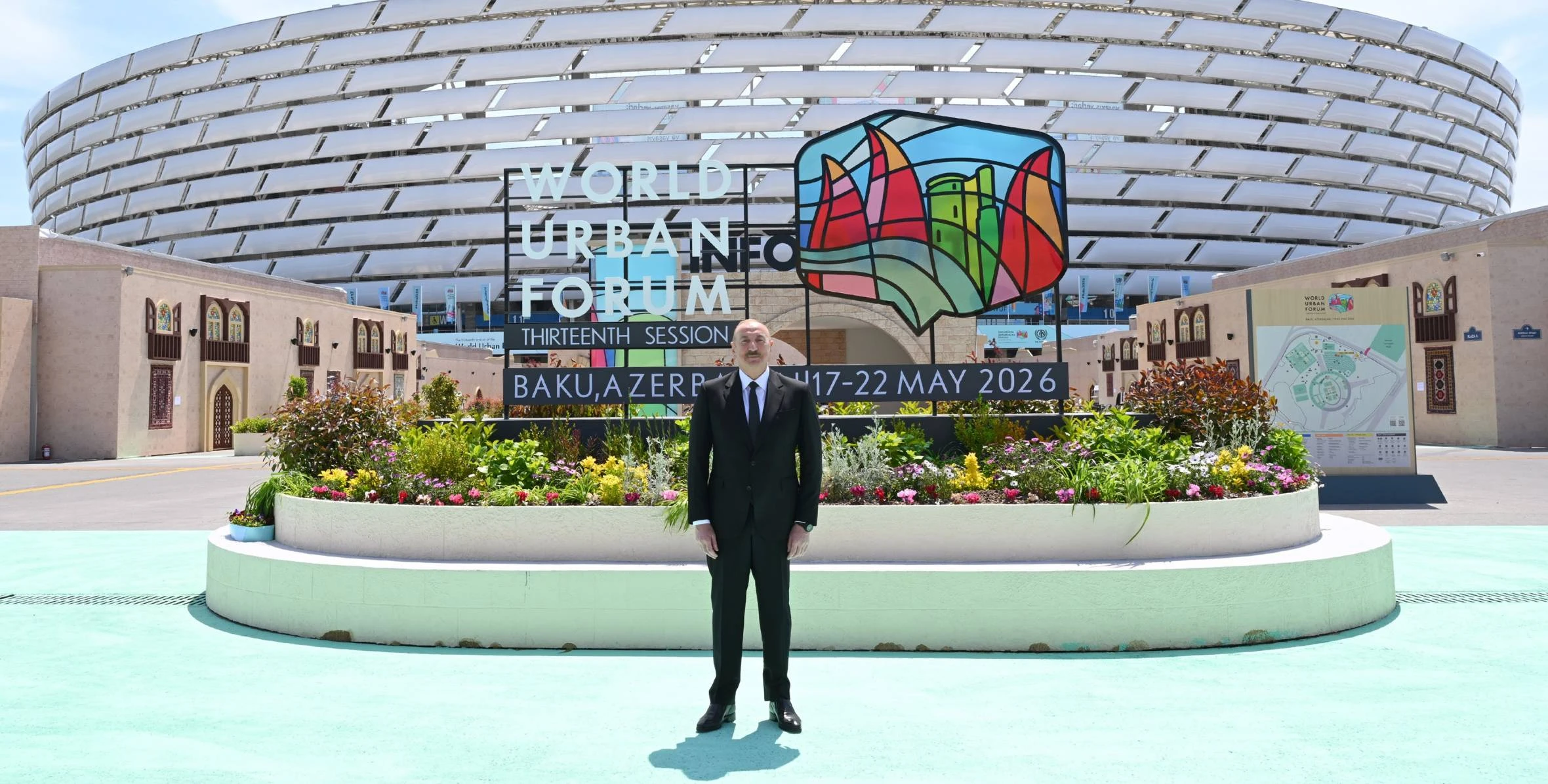 İlham Əliyev Bakı Olimpiya Stadionunun ərazisində WUF13 ilə bağlı görülən işlərlə tanış olub