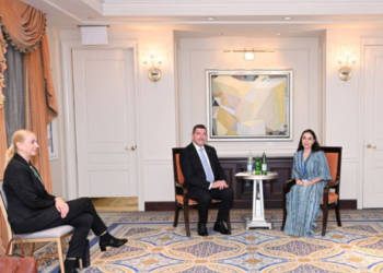 Heydər Əliyev Fondunun vitse-prezidenti Leyla Əliyeva Nyu-Yorkda Sloveniya Prezidentinin həyat yoldaşı Ales Musarla görüşüb