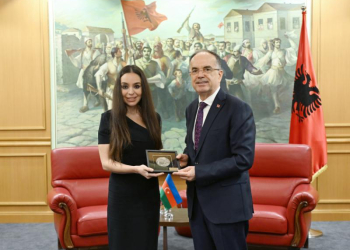 Leyla Əliyeva Tiranada Albaniya Prezidenti Bayram Beqay ilə görüşüb